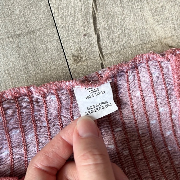 Pacsun Lottie Moss Pink White Polkadot Smocked Crop Top Festival Boho Retro MED - Picture 13 of 15